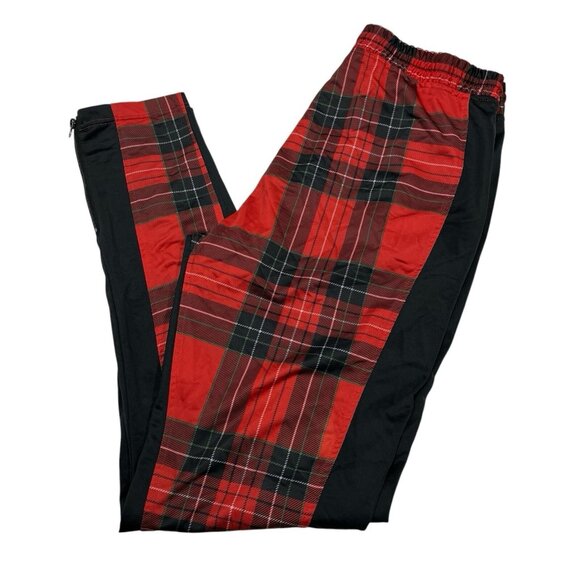 Ninth Hall Pants Mens XL Nordberg Red Plaid Pull On Track Elastic Waist Grunge - Picture 1 of 9